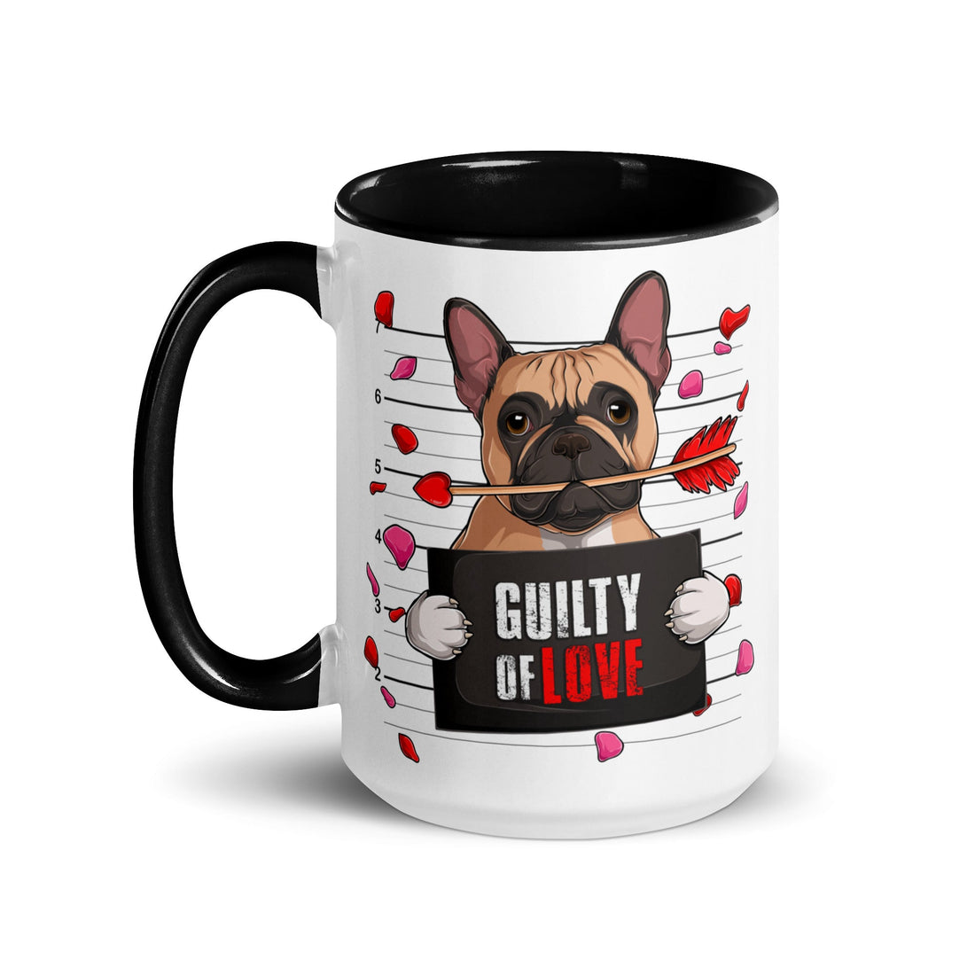 "Guilty of Love" French Bulldog Mug | Fawn &amp; White Colored Male