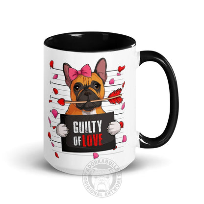"Guilty of Love" French Bulldog Mug | Red &amp; White Colored Female