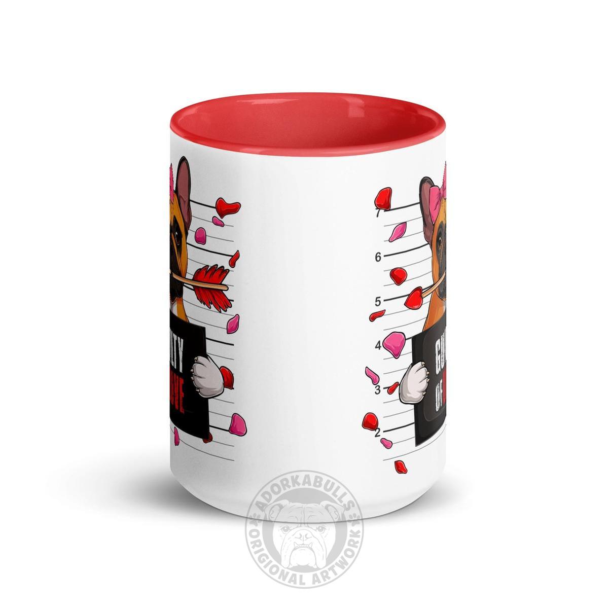 "Guilty of Love" French Bulldog Mug | Red &amp; White Colored Female