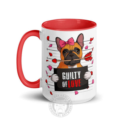 "Guilty of Love" French Bulldog Mug | Red &amp; White Colored Female