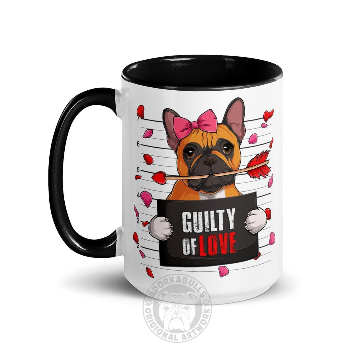 "Guilty of Love" French Bulldog Mug | Red &amp; White Colored Female
