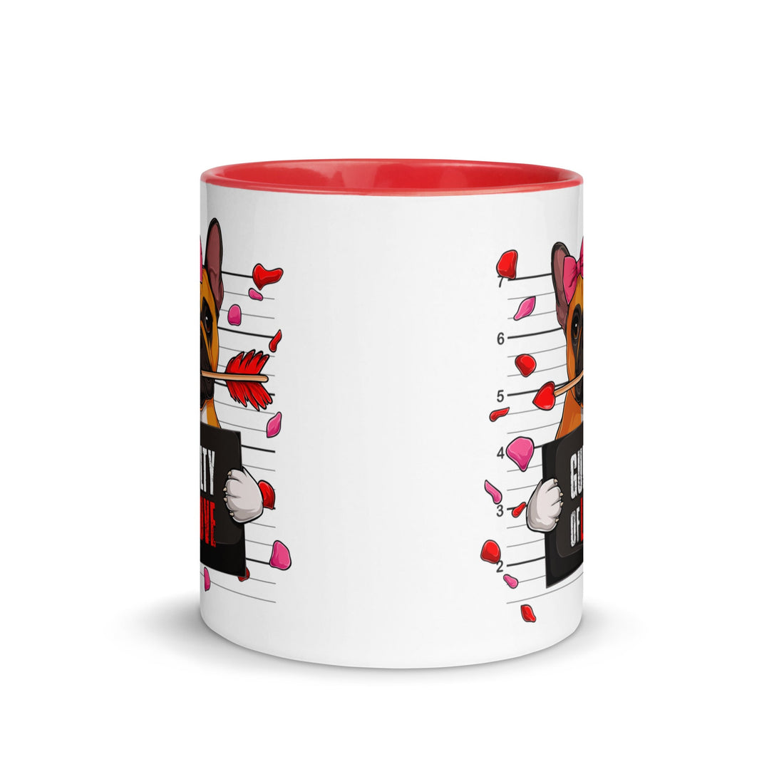 "Guilty of Love" French Bulldog Mug | Red & White Colored Female
