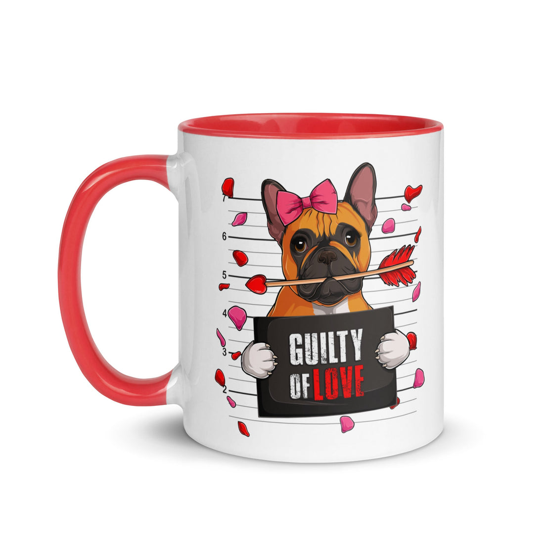 "Guilty of Love" French Bulldog Mug | Red & White Colored Female