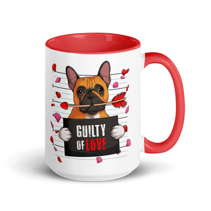 "Guilty of Love" French Bulldog Mug | Red &amp; White Colored Male