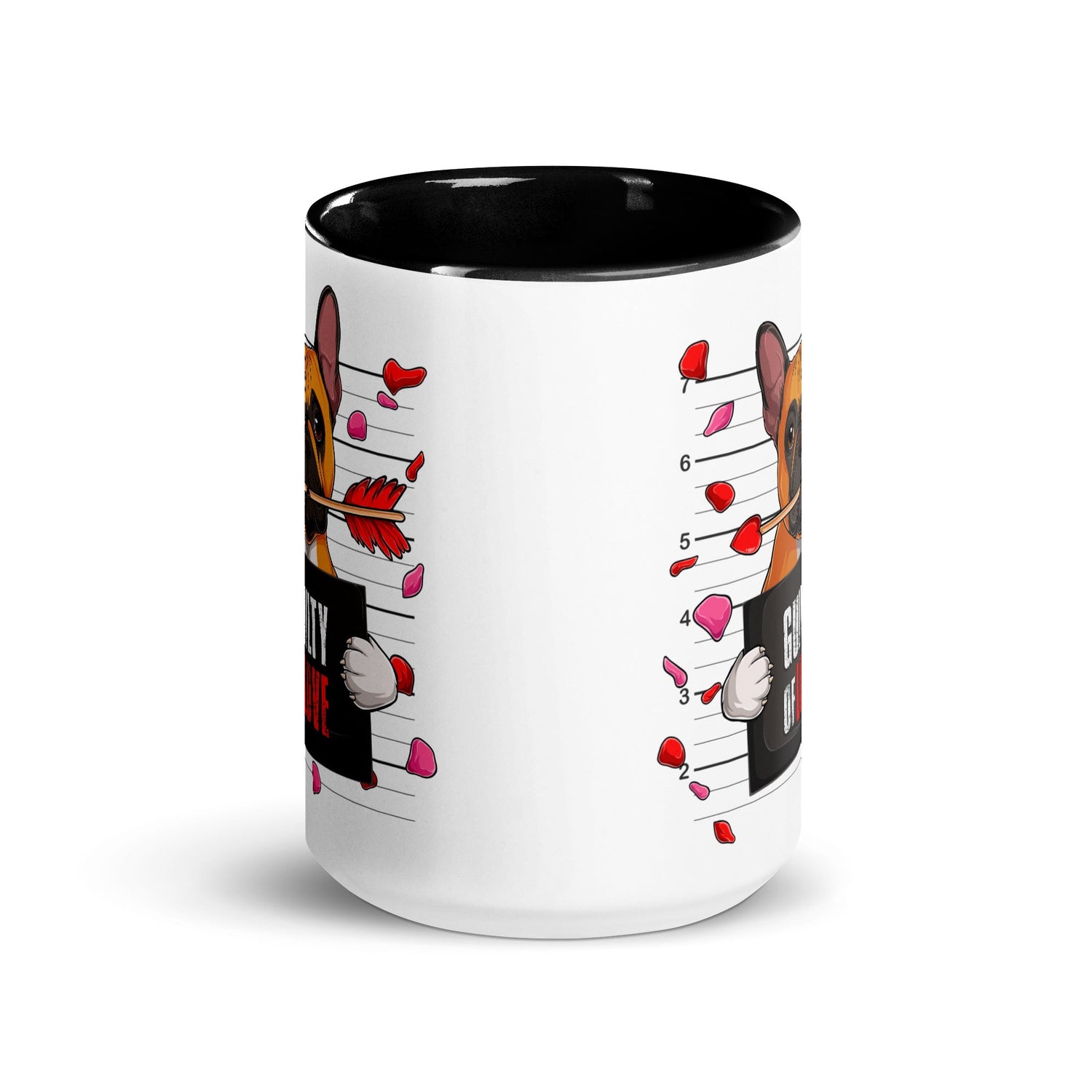 "Guilty of Love" French Bulldog Mug | Red &amp; White Colored Male