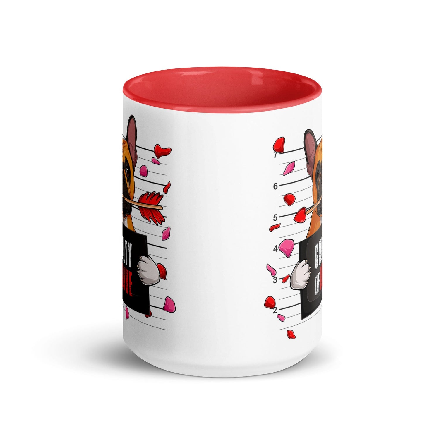 "Guilty of Love" French Bulldog Mug | Red &amp; White Colored Male