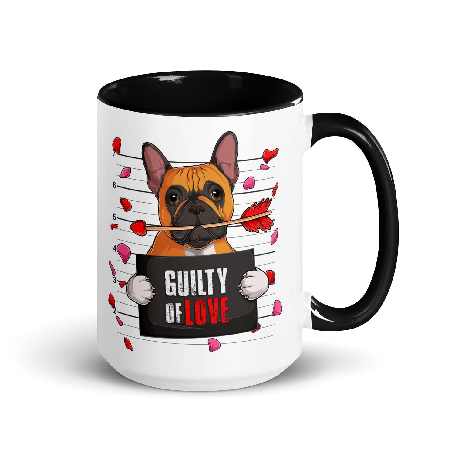 "Guilty of Love" French Bulldog Mug | Red &amp; White Colored Male