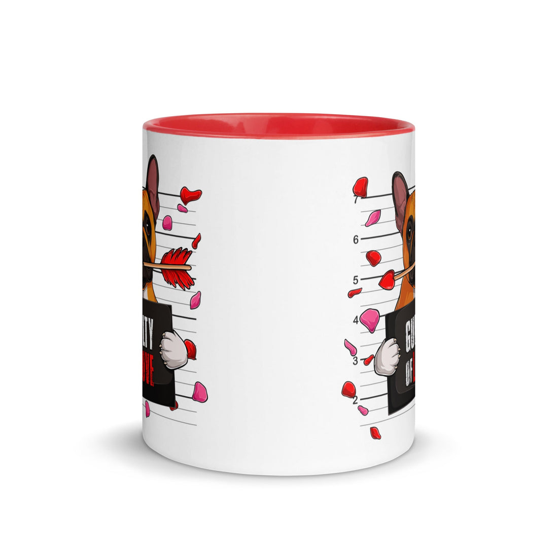 "Guilty of Love" French Bulldog Mug | Red & White Colored Male