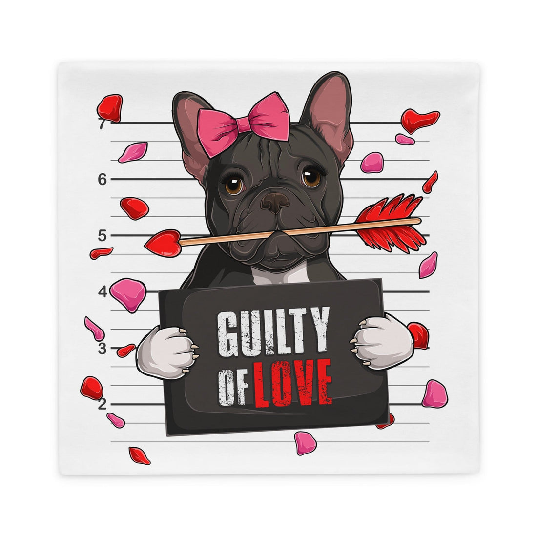 "Guilty of Love" French Bulldog Pillow Case | B&W Colored Female