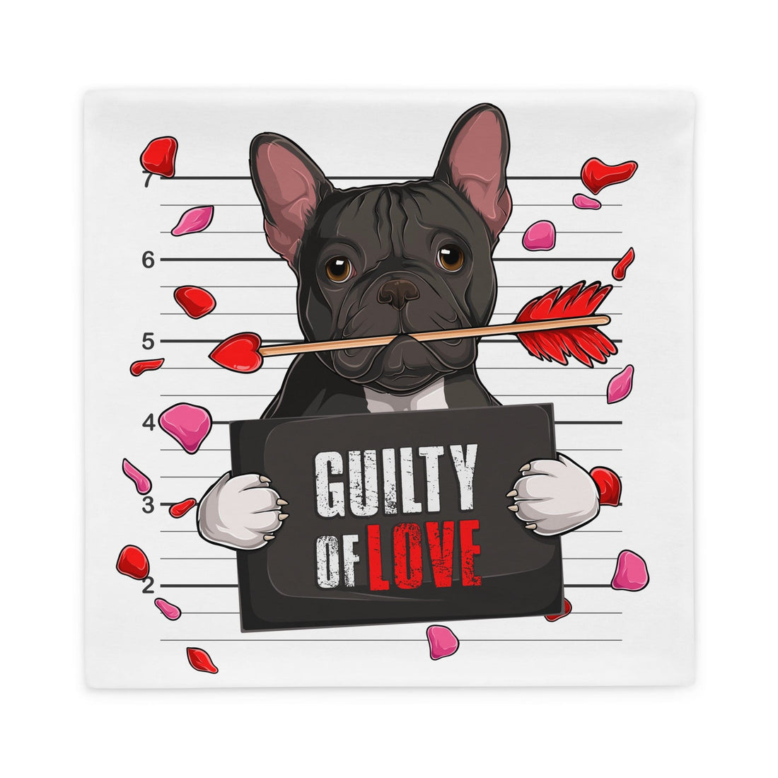 "Guilty of Love" French Bulldog Pillow Case | B&W Colored Male