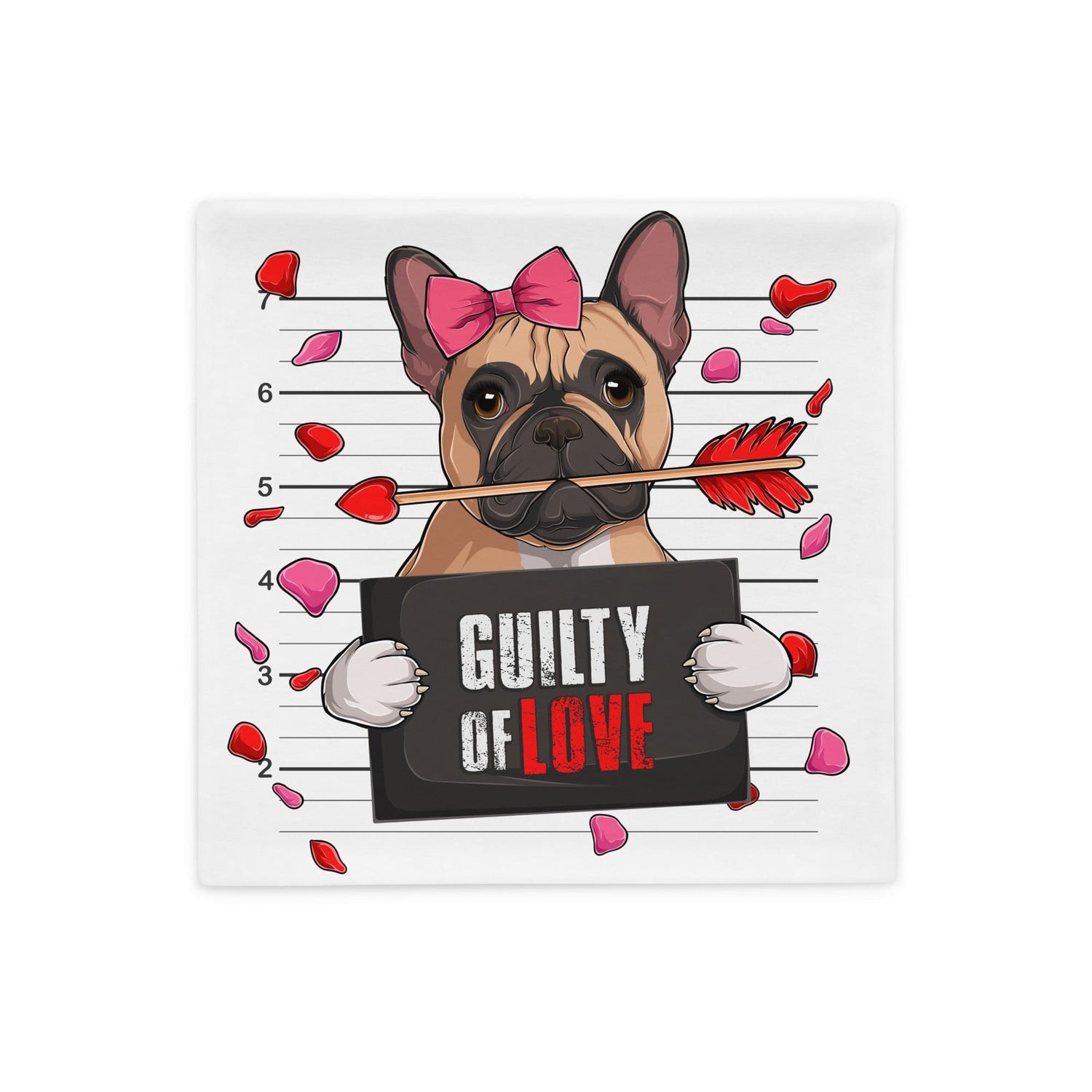 &quot;Guilty of Love&quot; French Bulldog Pillow Case | Fawn &amp; White Colored Female