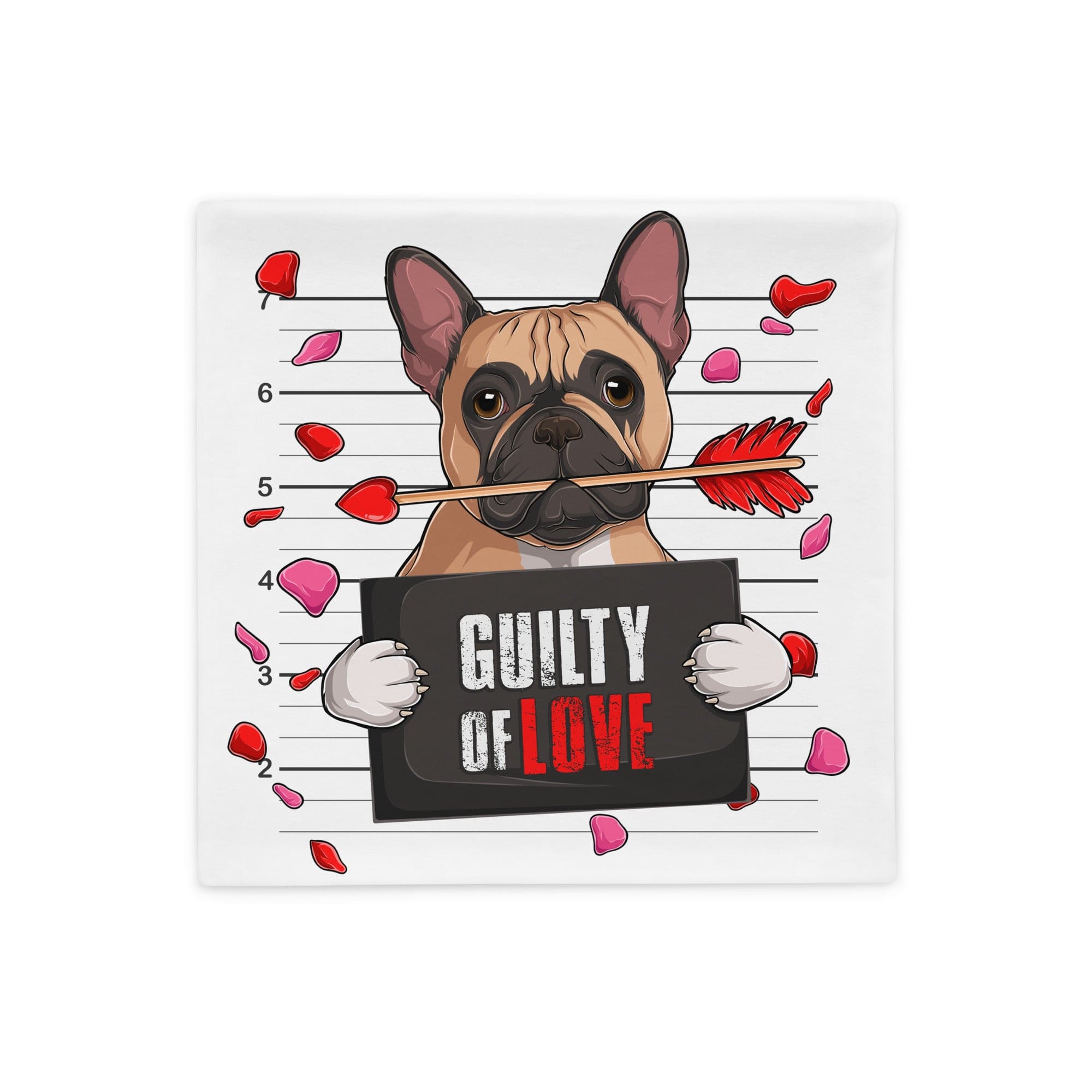 &quot;Guilty of Love&quot; French Bulldog Pillow Case | Fawn &amp; White Colored Male