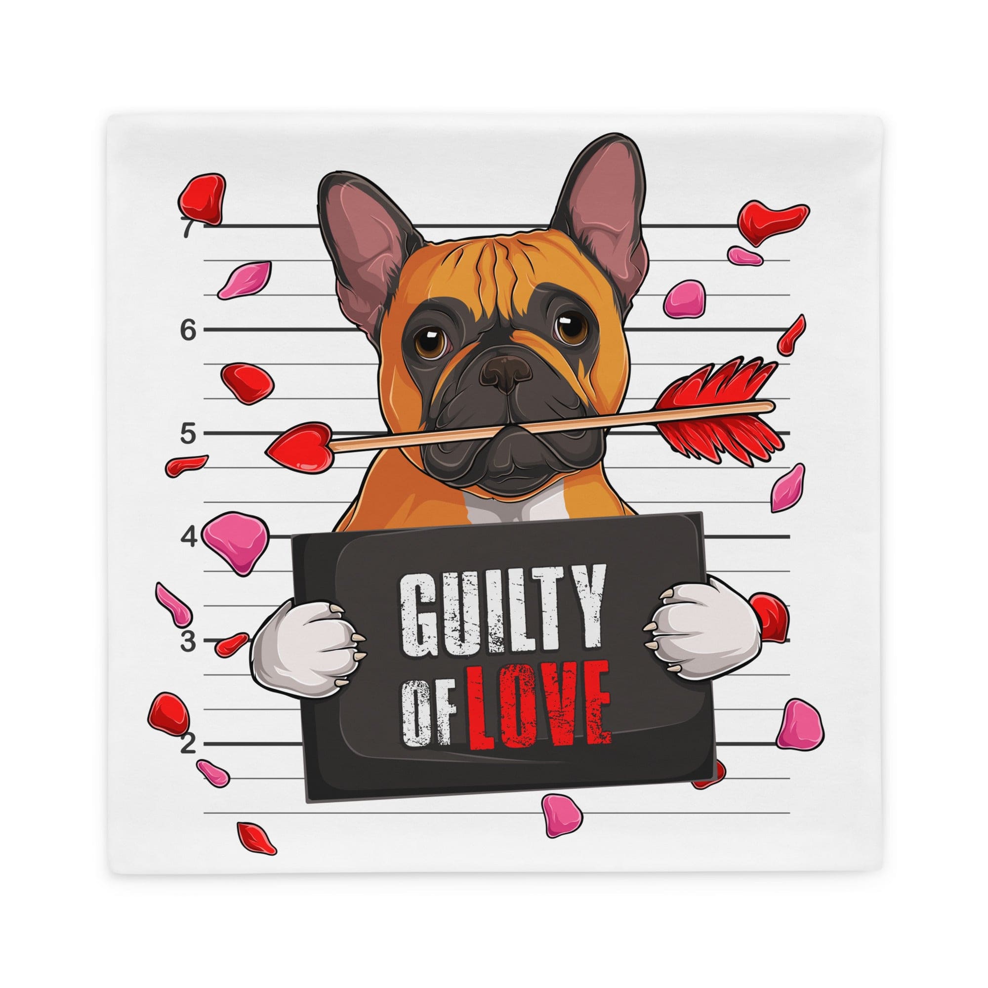 &quot;Guilty of Love&quot; French Bulldog Pillow Case | Red &amp; White Colored Male