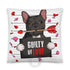 "Guilty of Love" French Bulldog Throw Pillow | B&W Colored Male