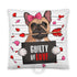 "Guilty of Love" French Bulldog Throw Pillow | Fawn & White Colored Female