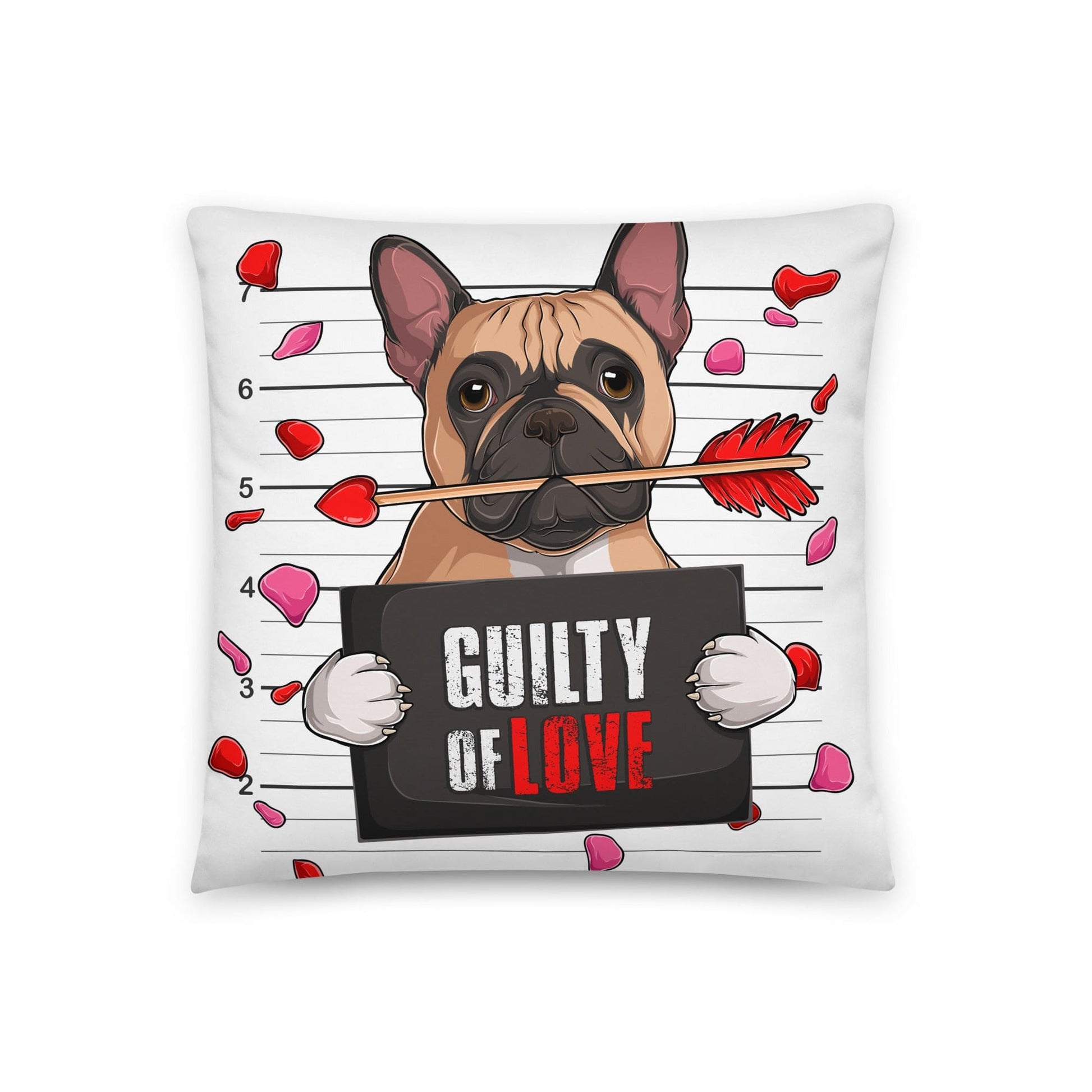 "Guilty of Love" French Bulldog Throw Pillow | Fawn & White Colored Male