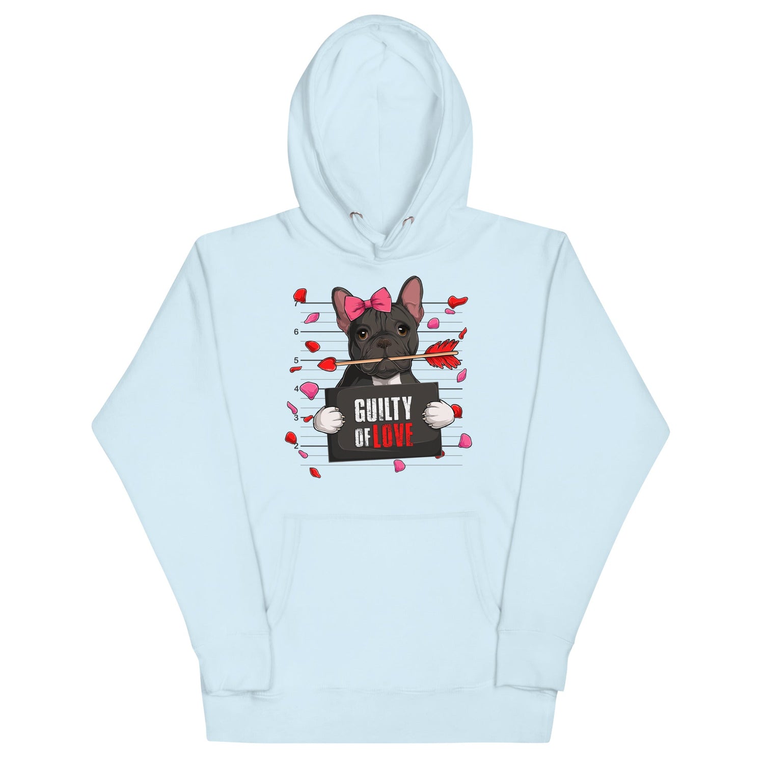 "Guilty of Love" French Bulldog Unisex Hoodie | B&amp;W Colored Female