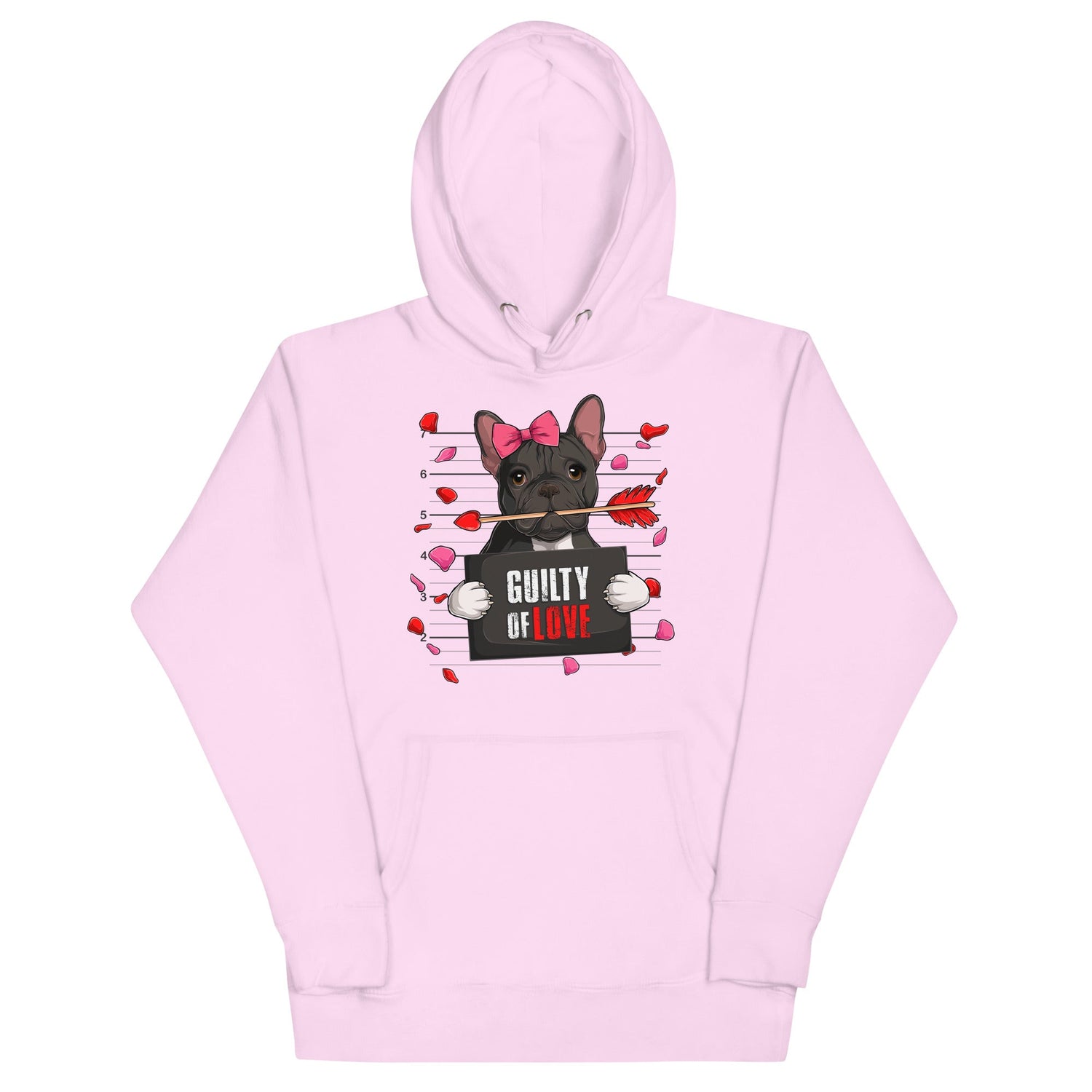 "Guilty of Love" French Bulldog Unisex Hoodie | B&amp;W Colored Female