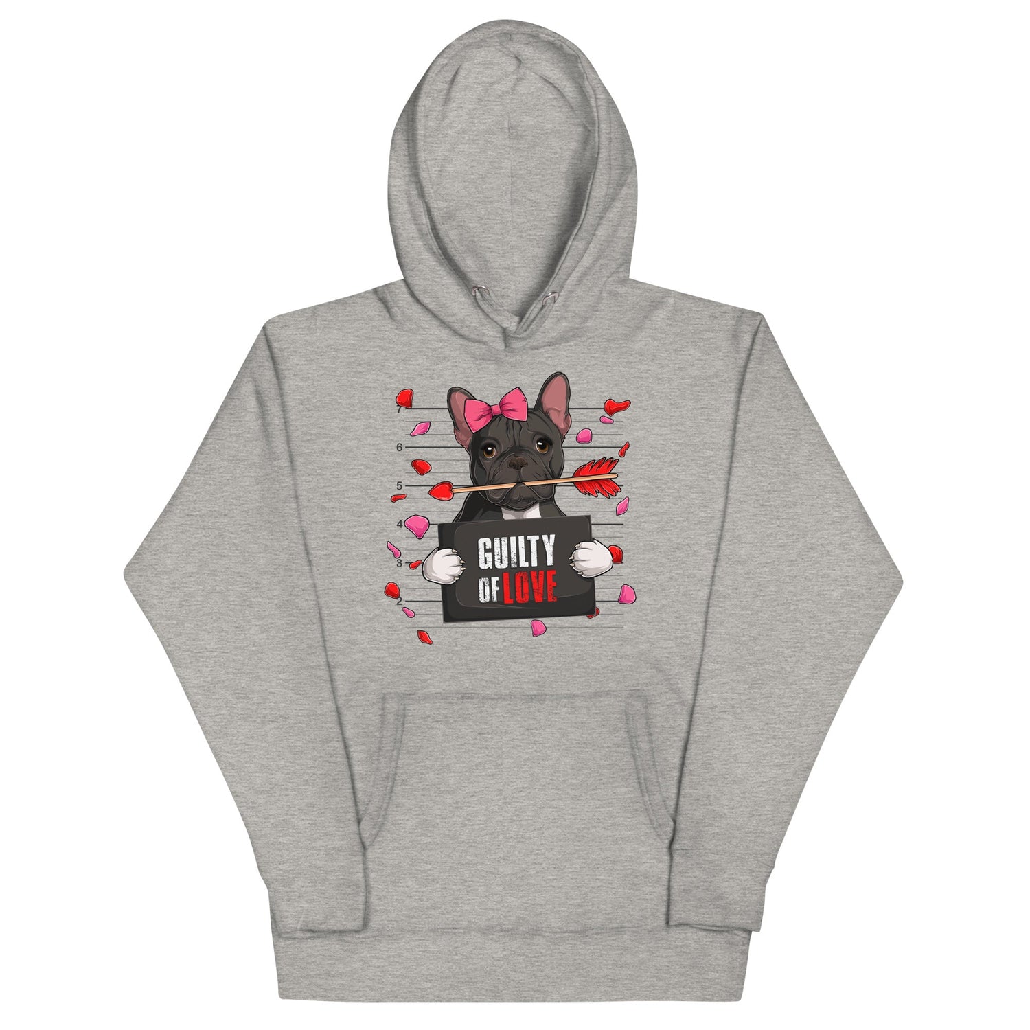 "Guilty of Love" French Bulldog Unisex Hoodie | B&amp;W Colored Female