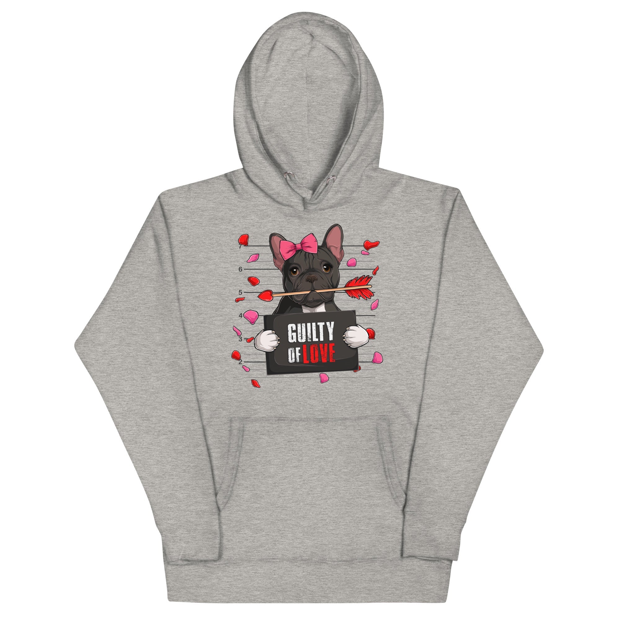 "Guilty of Love" French Bulldog Unisex Hoodie | B&amp;W Colored Female