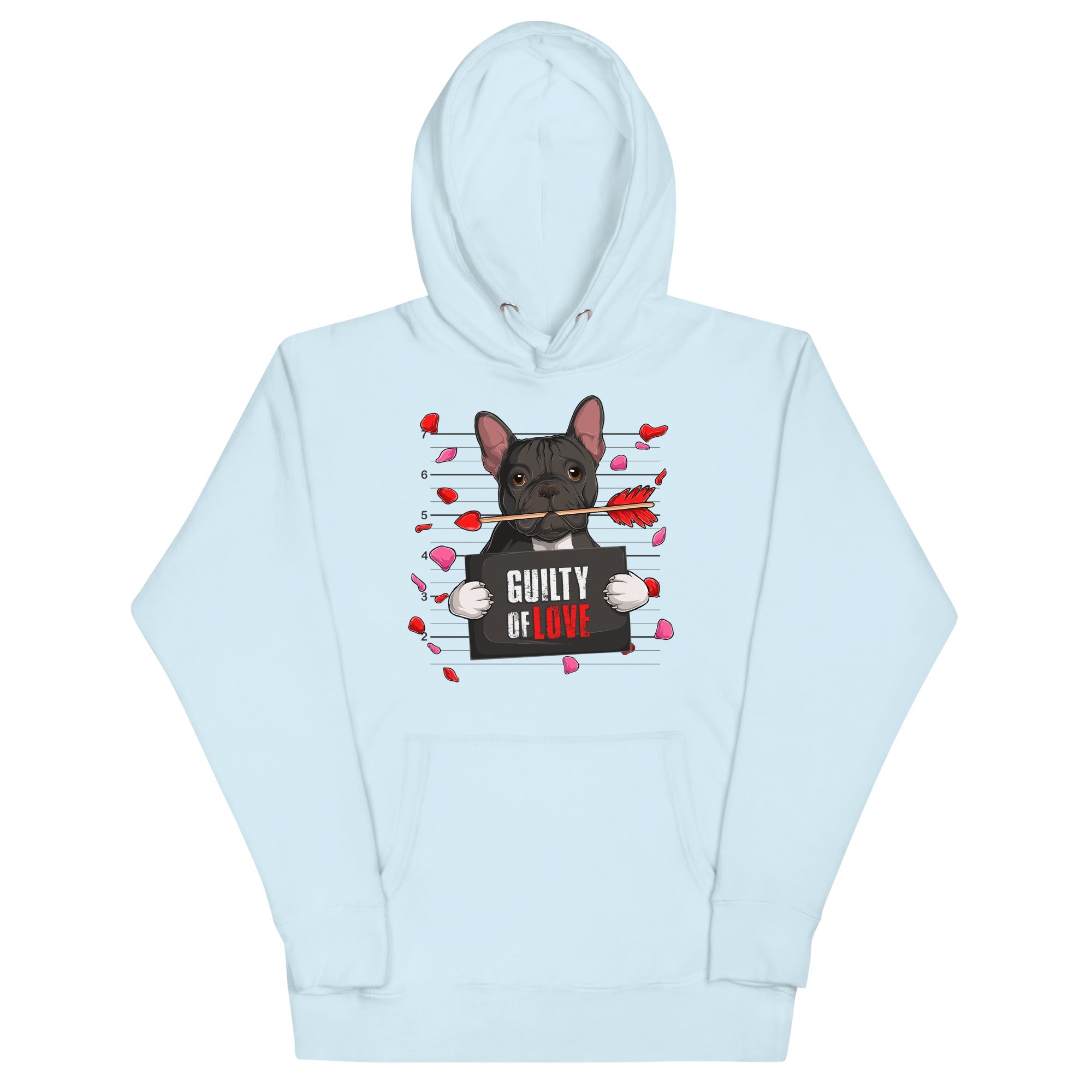 "Guilty of Love" French Bulldog Unisex Hoodie | B&amp;W Colored Male