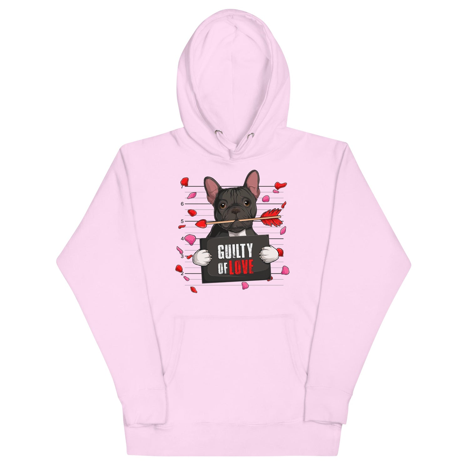 "Guilty of Love" French Bulldog Unisex Hoodie | B&amp;W Colored Male