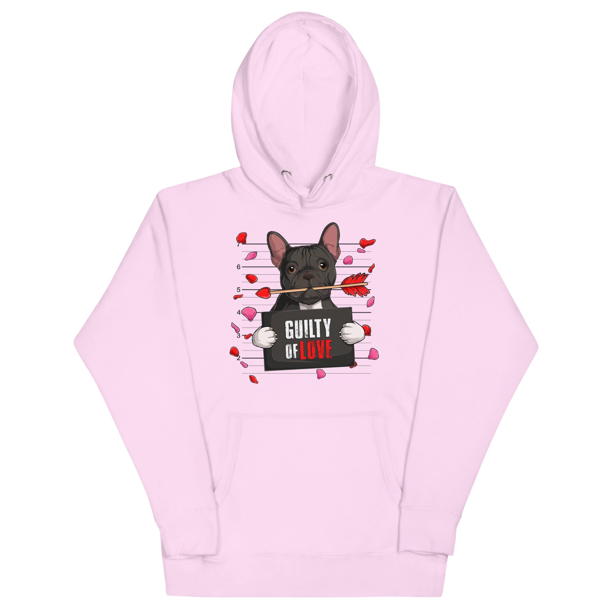 "Guilty of Love" French Bulldog Unisex Hoodie | B&amp;W Colored Male