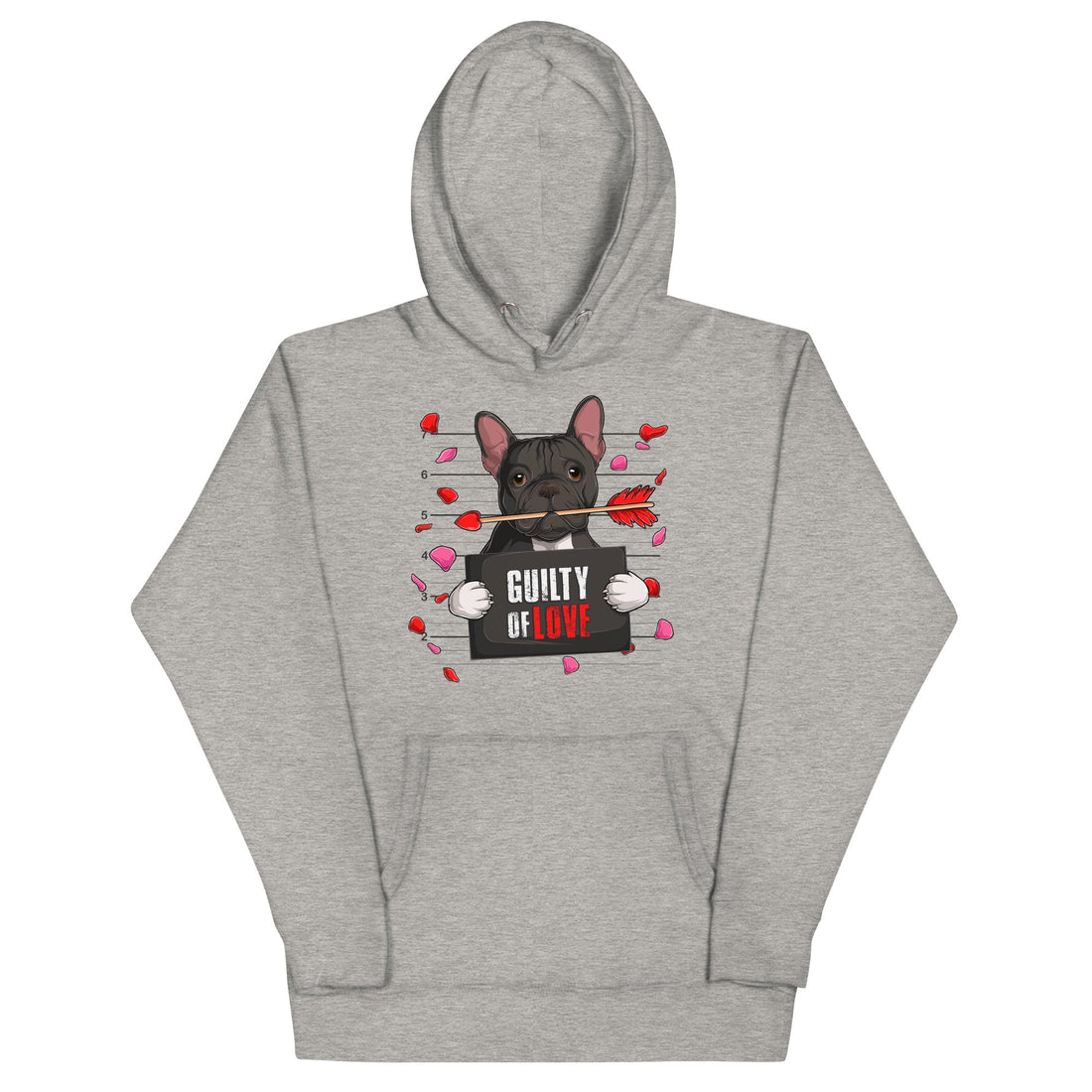 "Guilty of Love" French Bulldog Unisex Hoodie | B&amp;W Colored Male