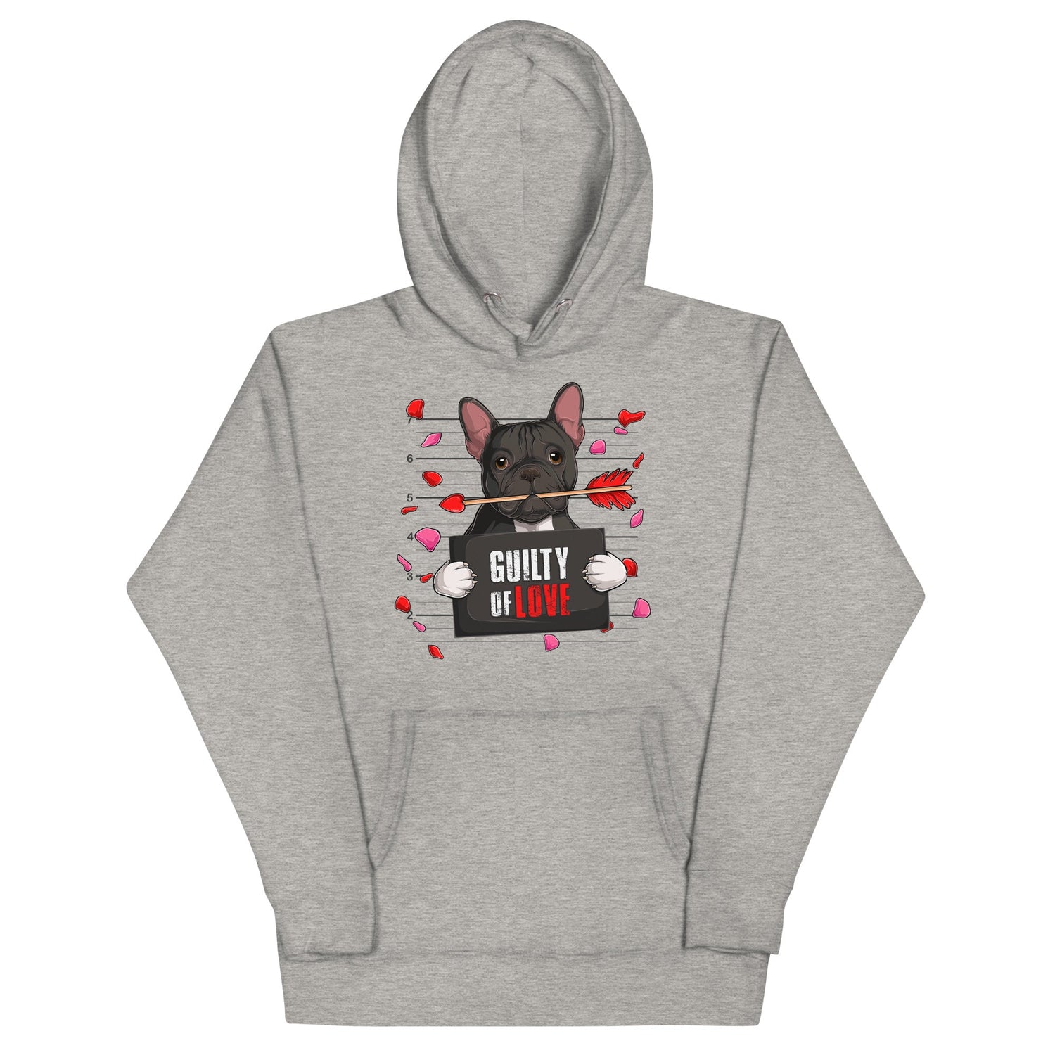"Guilty of Love" French Bulldog Unisex Hoodie | B&amp;W Colored Male