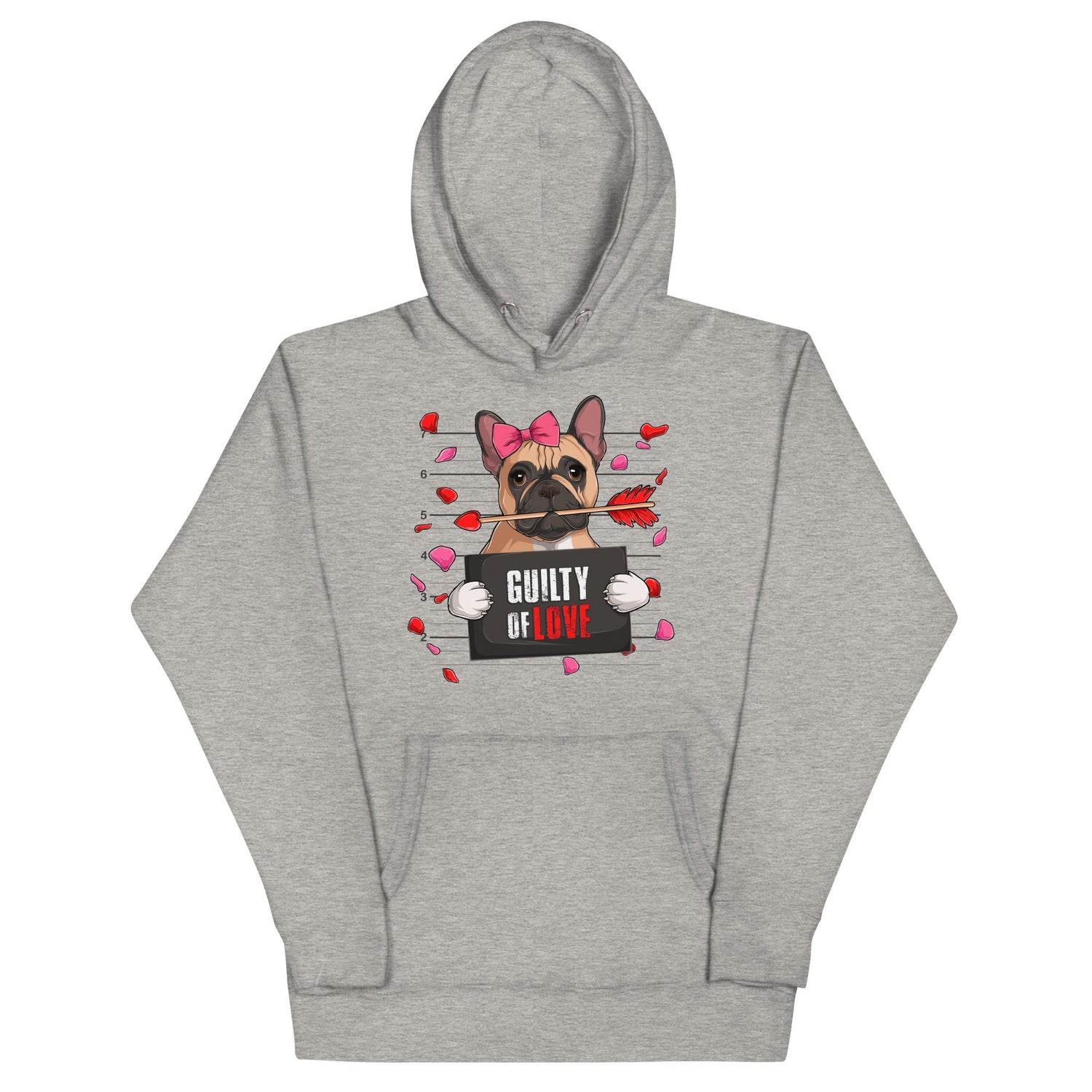 "Guilty of Love" French Bulldog Unisex Hoodie | Fawn &amp; White Colored Female