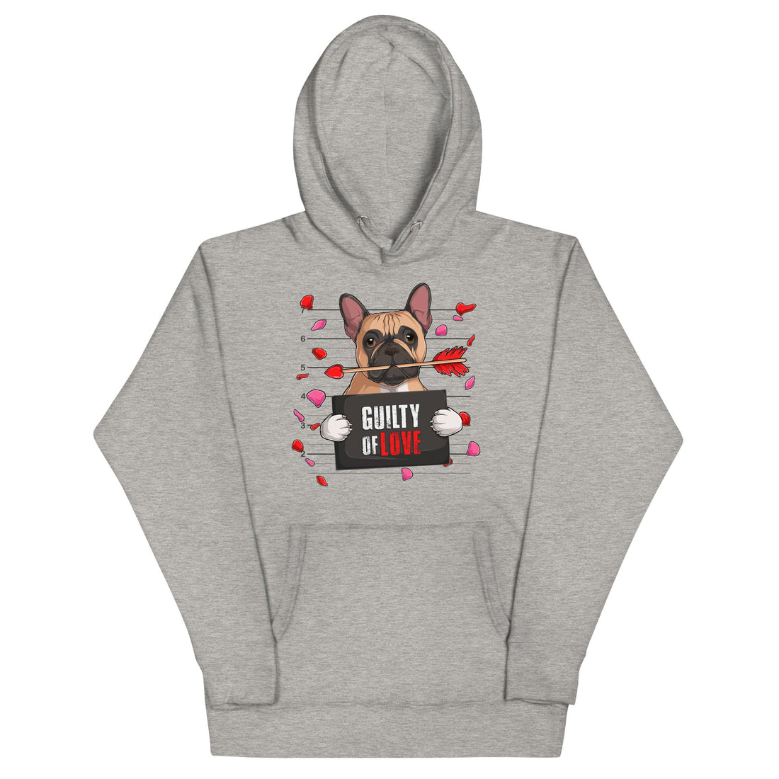 "Guilty of Love" French Bulldog Unisex Hoodie | Fawn &amp; White Colored Male