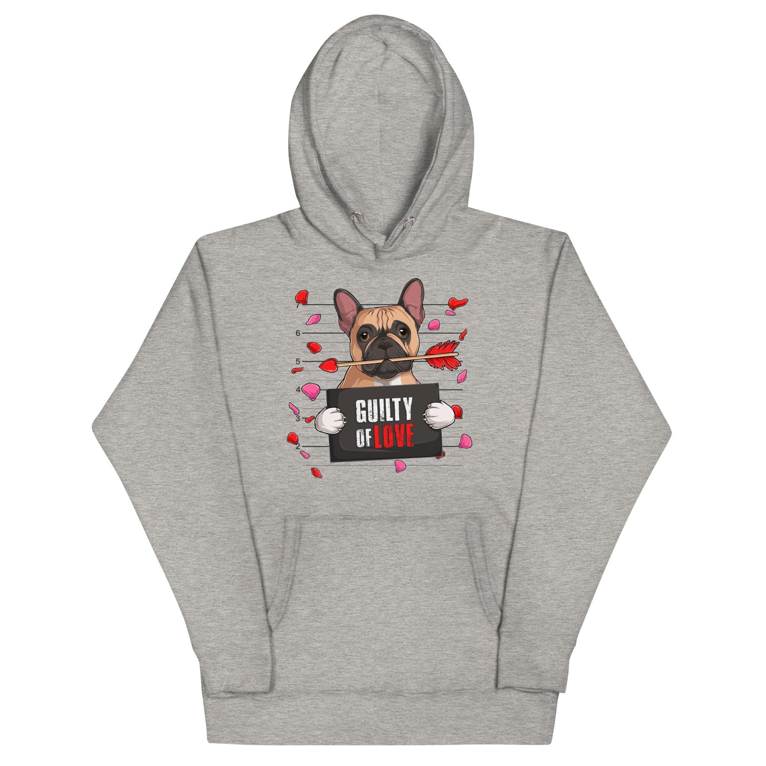 "Guilty of Love" French Bulldog Unisex Hoodie | Fawn &amp; White Colored Male