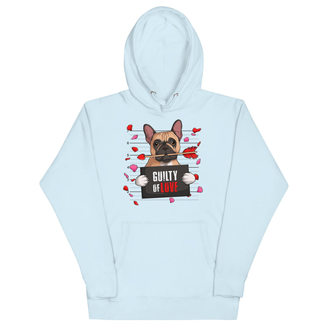 "Guilty of Love" French Bulldog Unisex Hoodie | Fawn &amp; White Colored Male