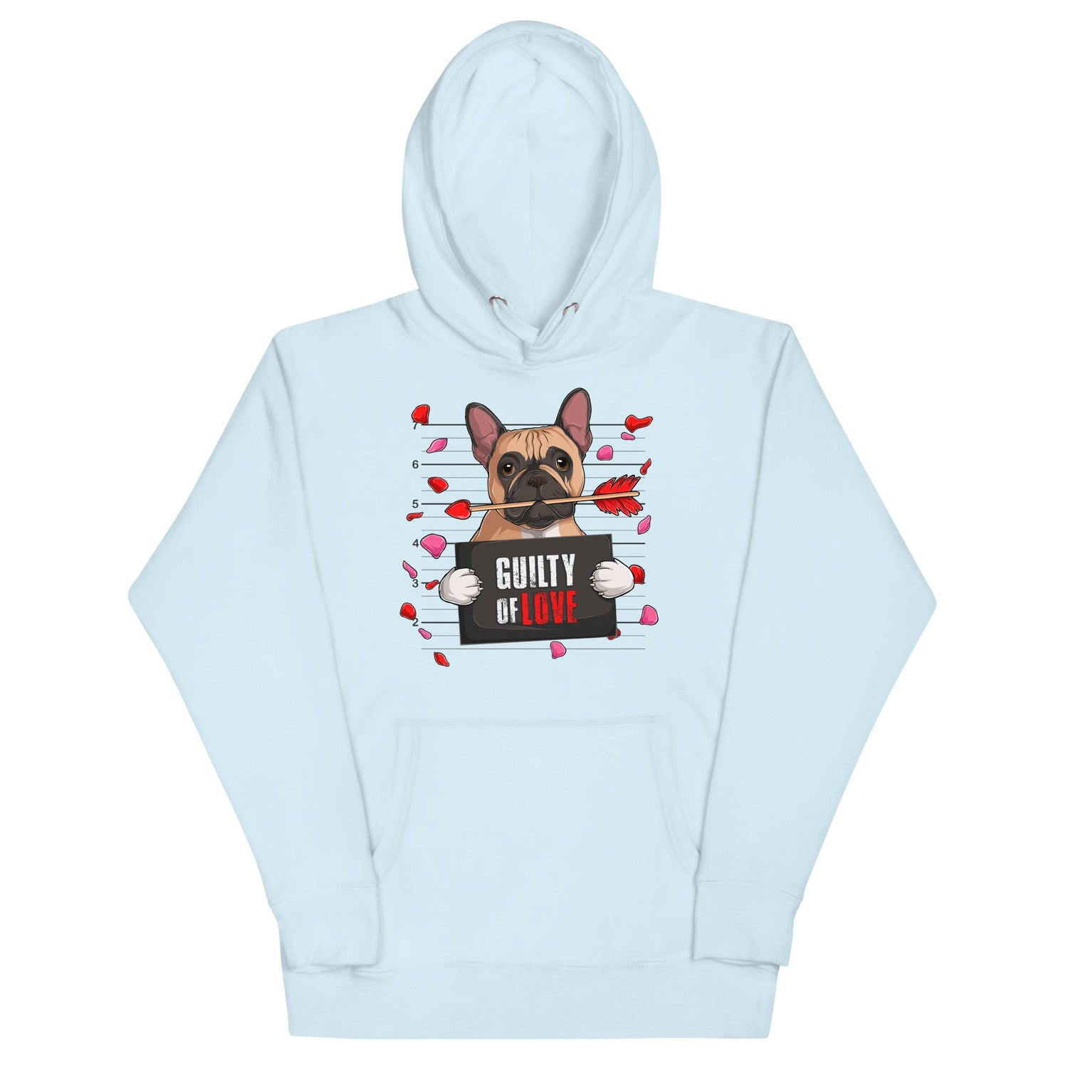 "Guilty of Love" French Bulldog Unisex Hoodie | Fawn &amp; White Colored Male