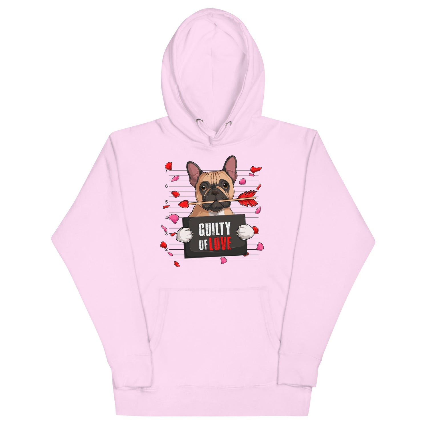 "Guilty of Love" French Bulldog Unisex Hoodie | Fawn &amp; White Colored Male
