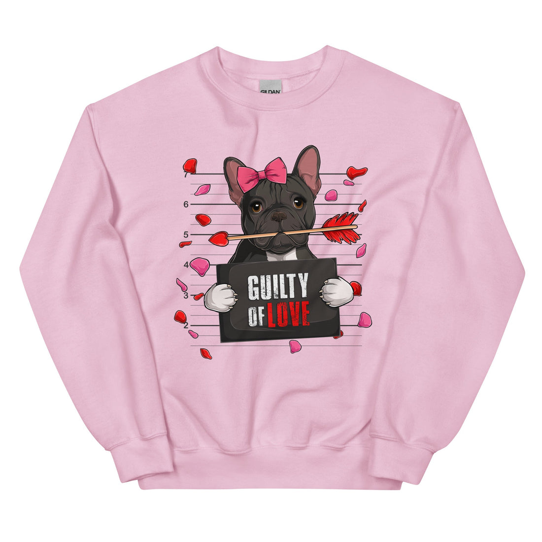 "Guilty of Love" Frenchie Valentine Sweatshirt | B&amp;W Colored