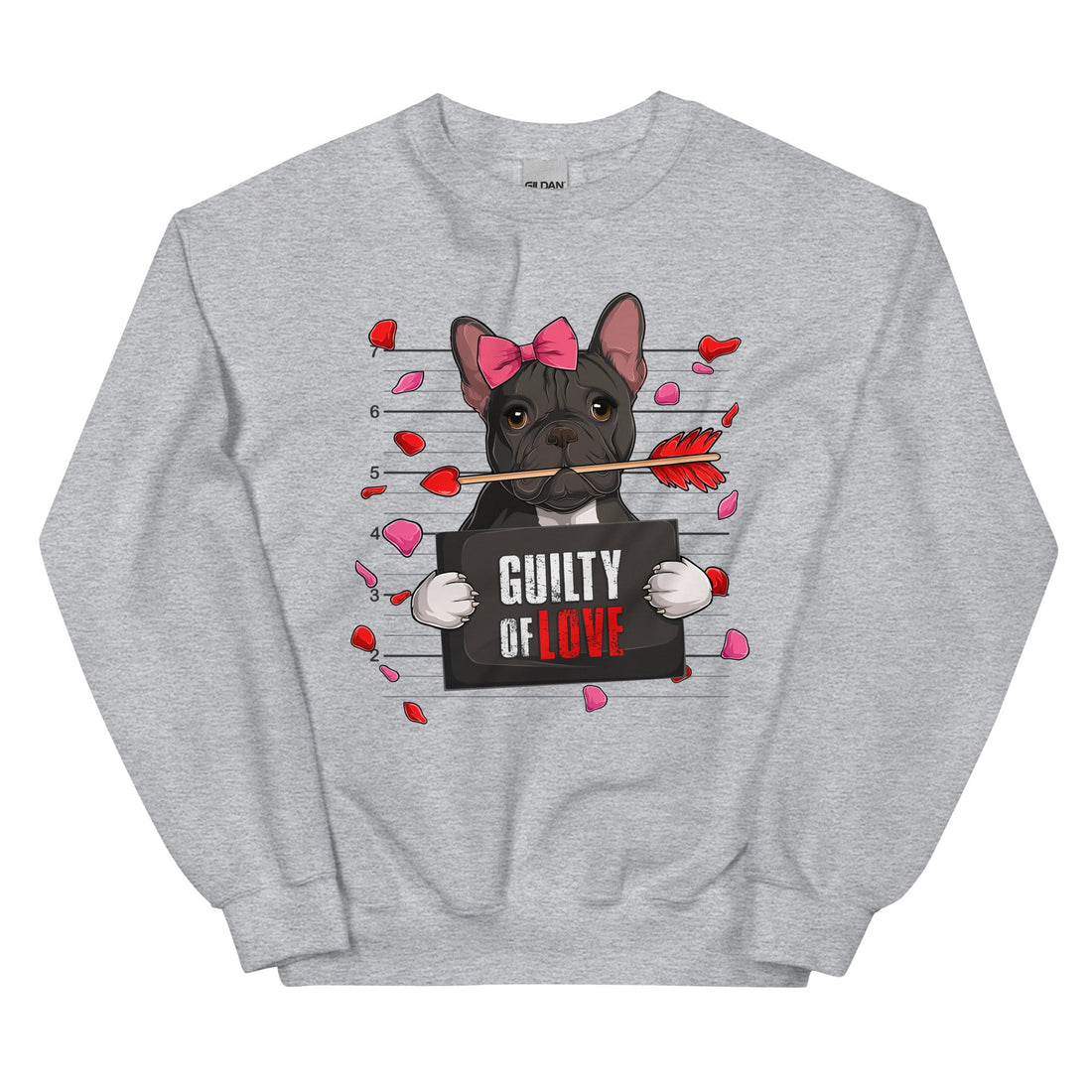 "Guilty of Love" Frenchie Valentine Sweatshirt | B&amp;W Colored