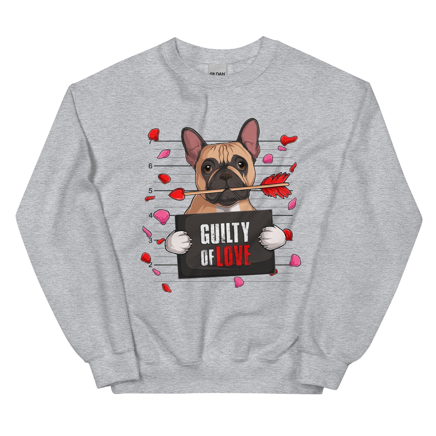 "Guilty of Love" Frenchie Valentine Sweatshirt | Fawn &amp; White Colored