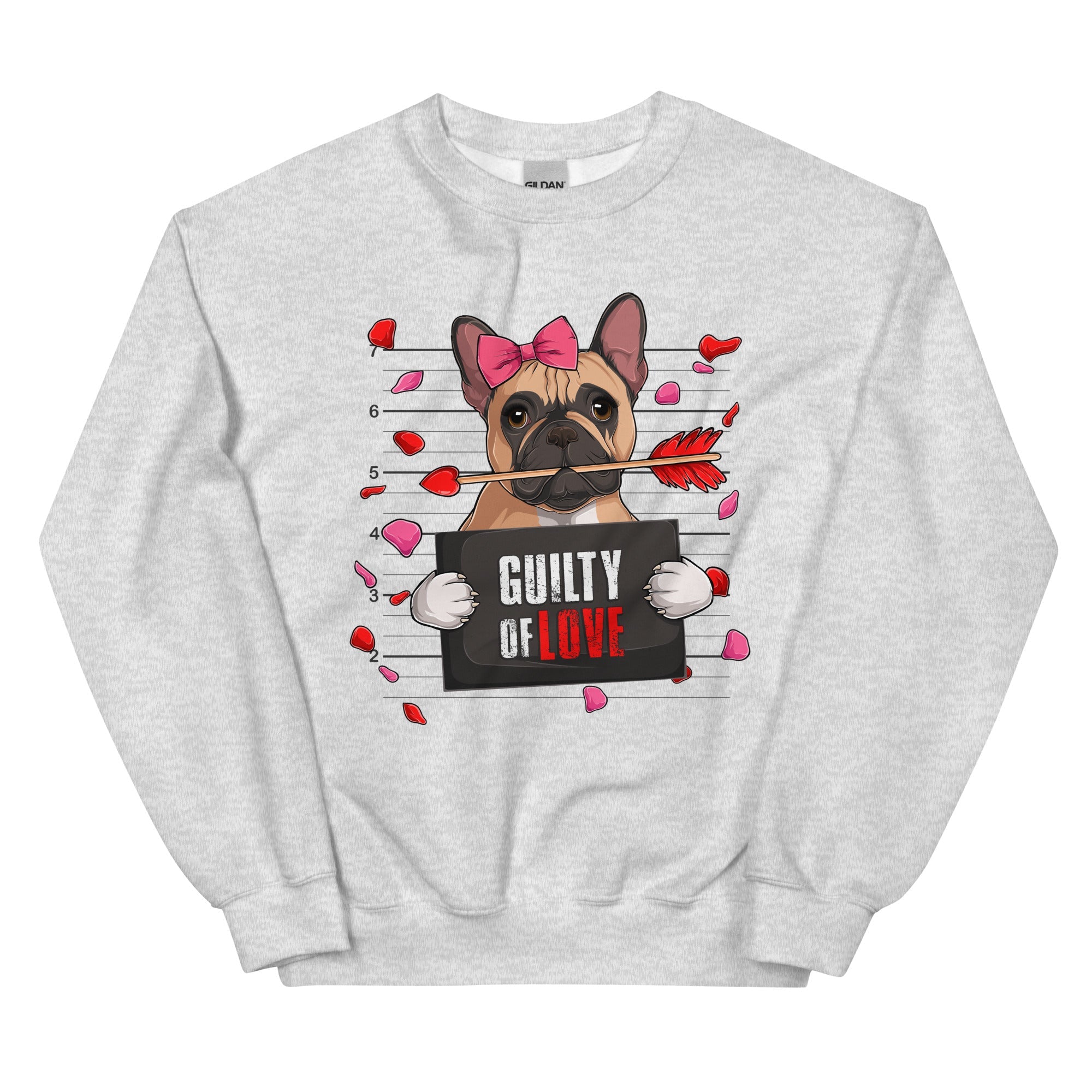 "Guilty of Love" Frenchie Valentine Sweatshirt | Fawn &amp; White Colored