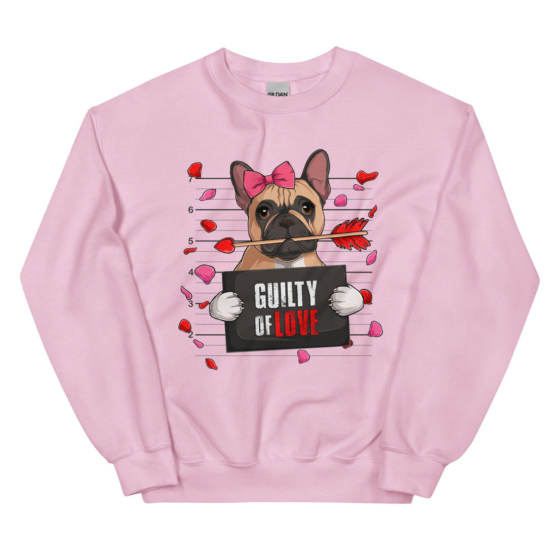 "Guilty of Love" Frenchie Valentine Sweatshirt | Fawn &amp; White Colored