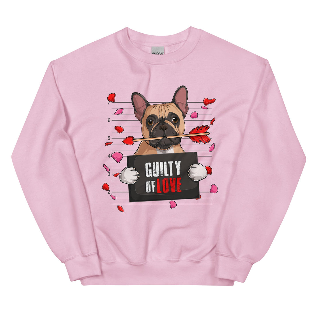"Guilty of Love" Frenchie Valentine Sweatshirt | Fawn &amp; White Colored