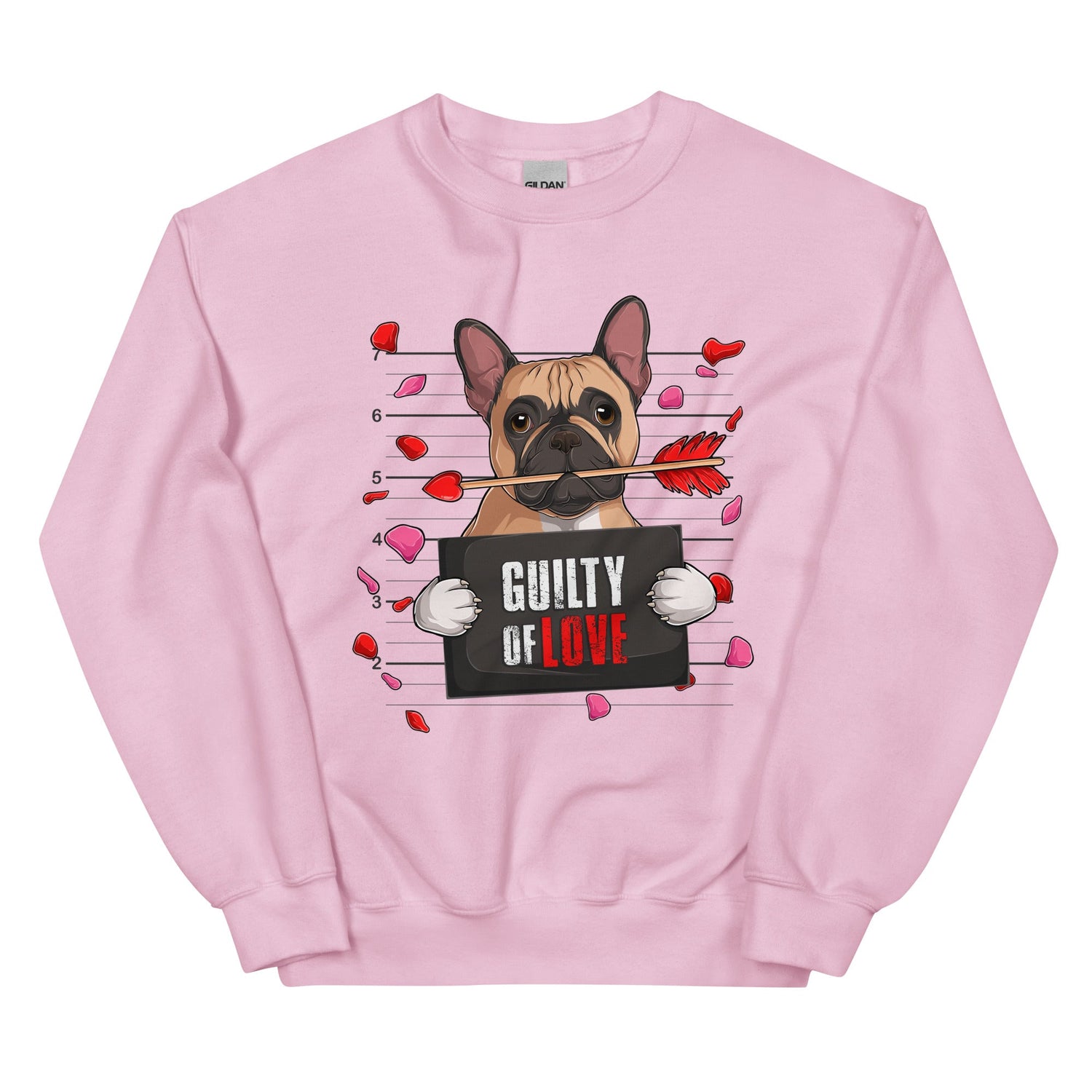 "Guilty of Love" Frenchie Valentine Sweatshirt | Fawn &amp; White Colored