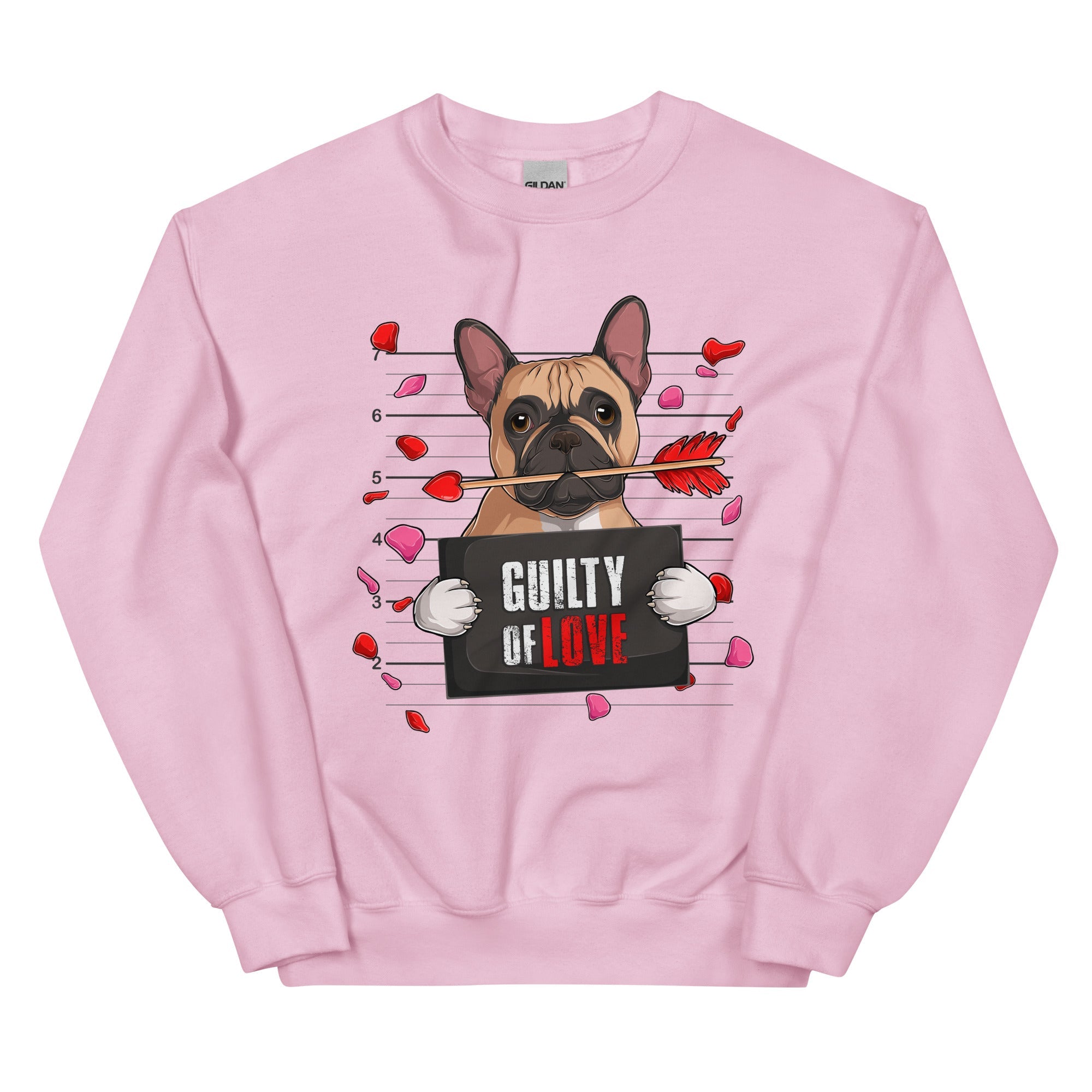 "Guilty of Love" Frenchie Valentine Sweatshirt | Fawn &amp; White Colored