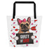 "Guilty of Love" Large Female French Bulldog Tote Bag | Fawn & White Colored