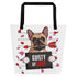 "Guilty of Love" Large Male French Bulldog Tote Bag | Fawn & White Colored