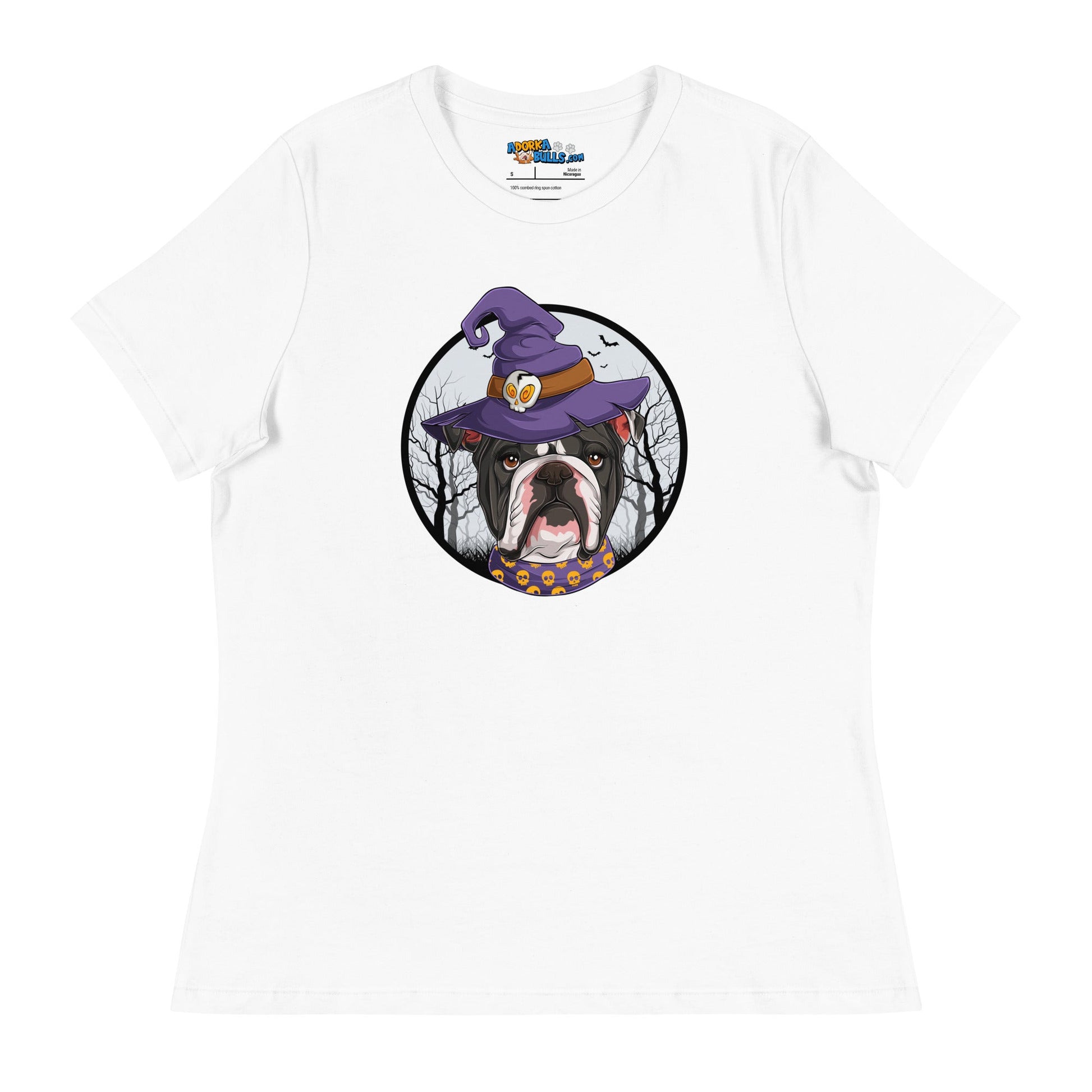 Halloween Bulldog Women's Relaxed Tee | B&W Colored Female