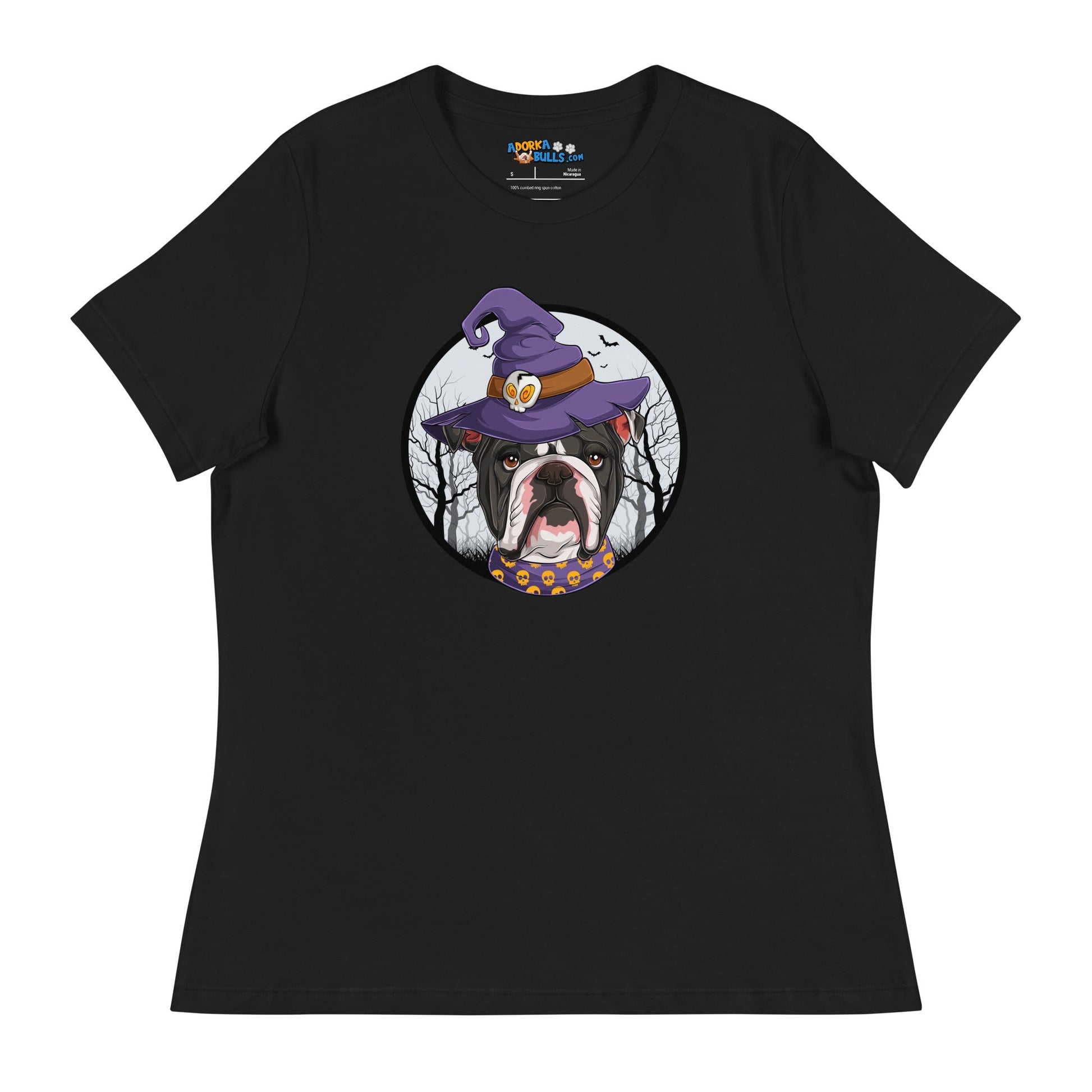 Halloween Bulldog Women's Relaxed Tee | B&W Colored Female