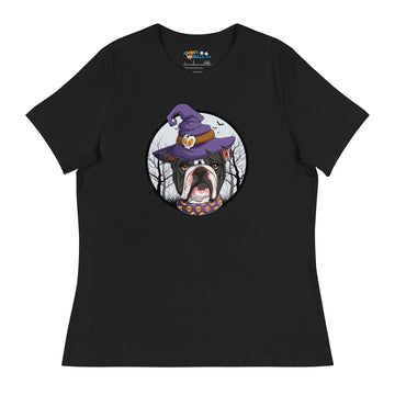 Halloween Bulldog Women's Relaxed Tee | B&W Colored Female