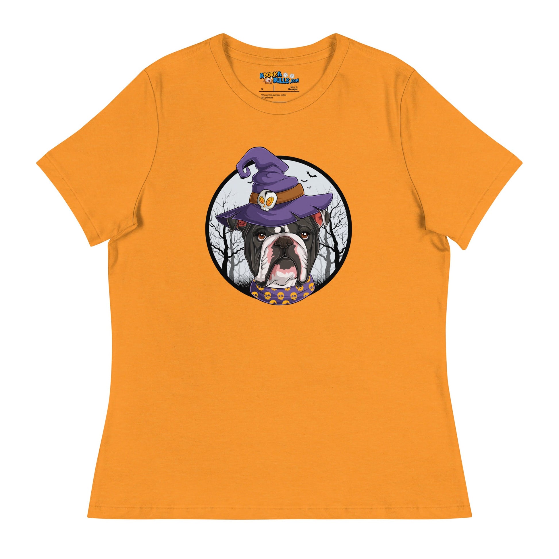 Halloween Bulldog Women's Relaxed Tee | B&W Colored Female