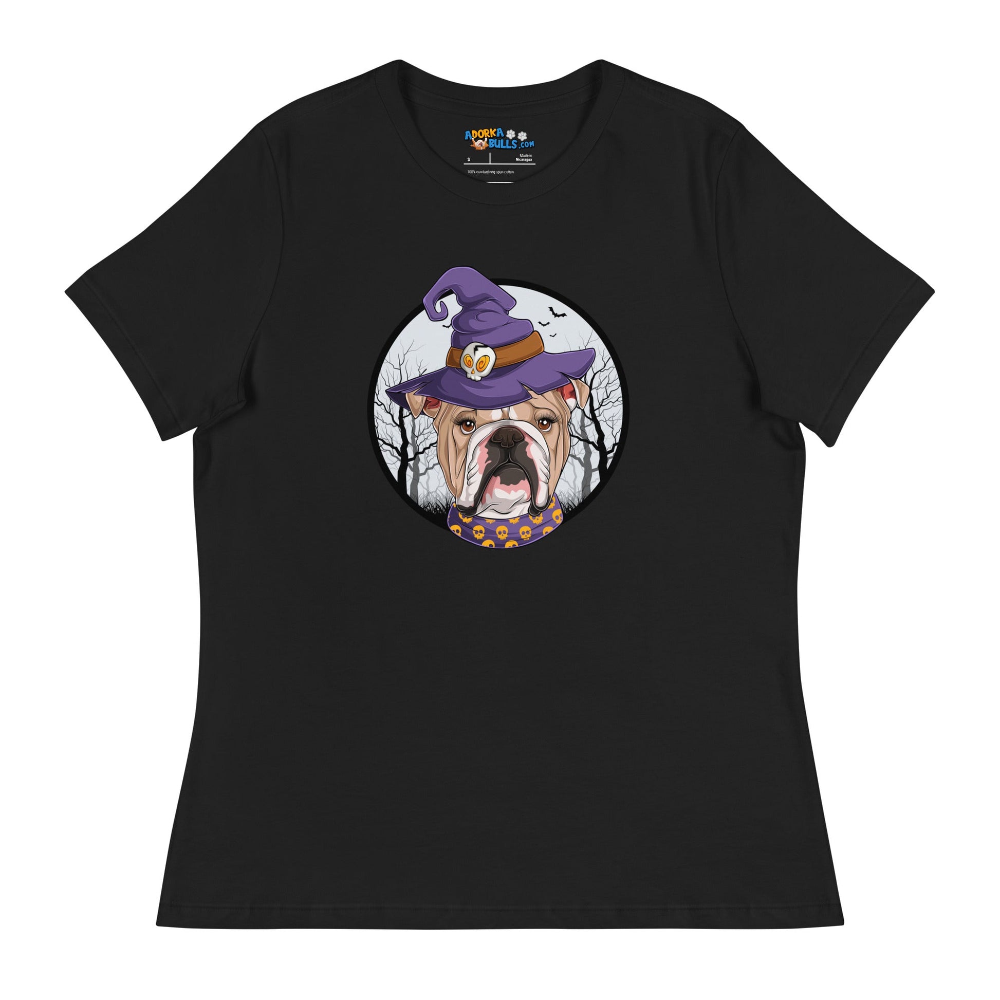 Halloween Bulldog Women's Relaxed Tee | Fawn & White Colored Female